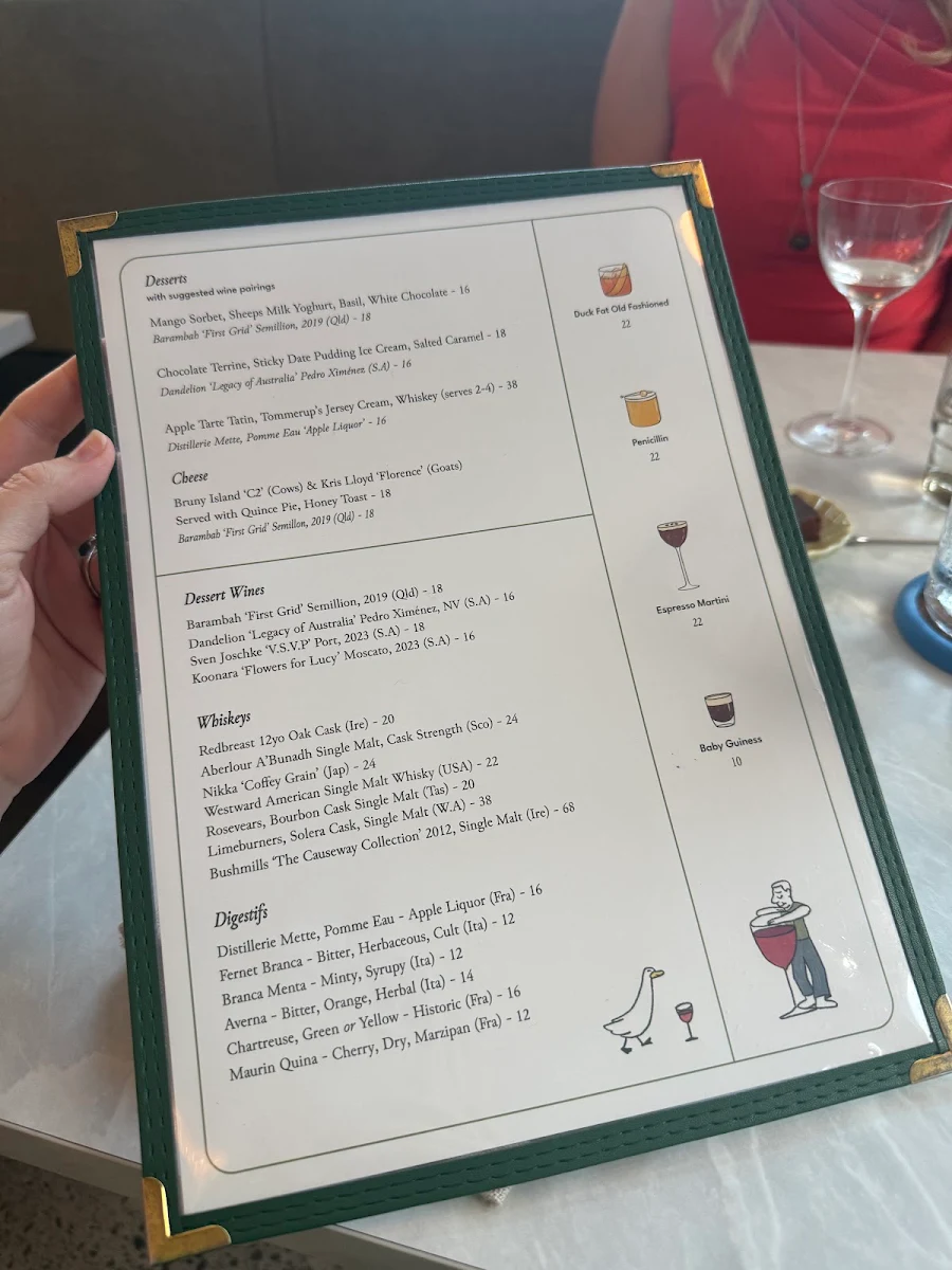 Menu, Clarence Restaurant