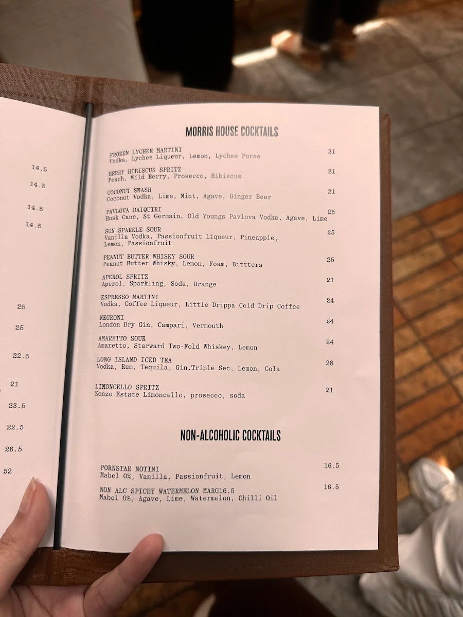 Menu, Morris House