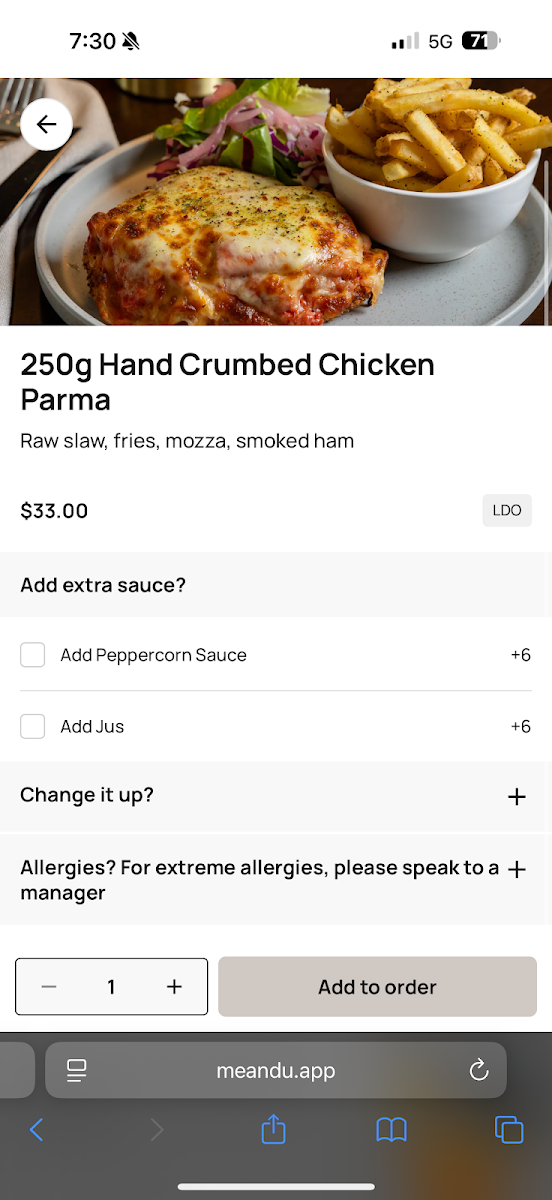 Menu, Morris House