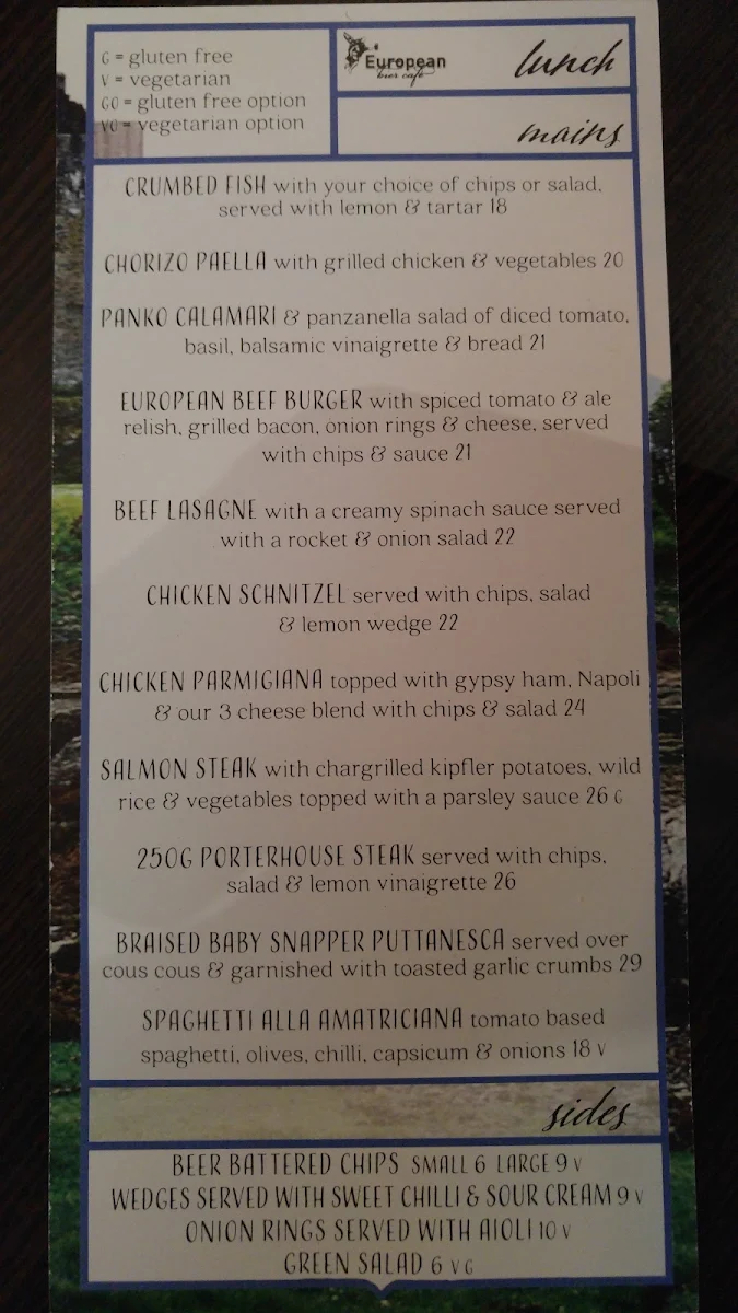 Menu, Morris House