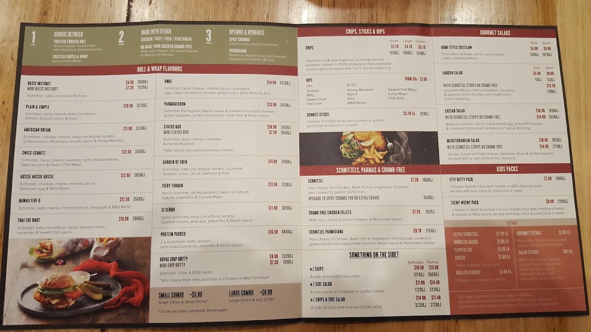 Menu, Schnitz Dandenong Plaza