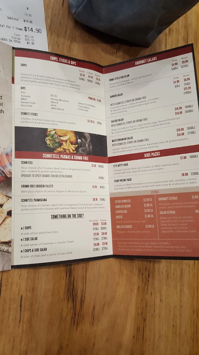 Menu, Schnitz Dandenong Plaza