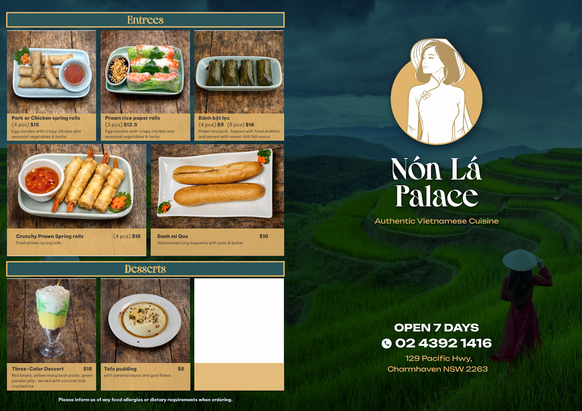 Menu, Non La Palace