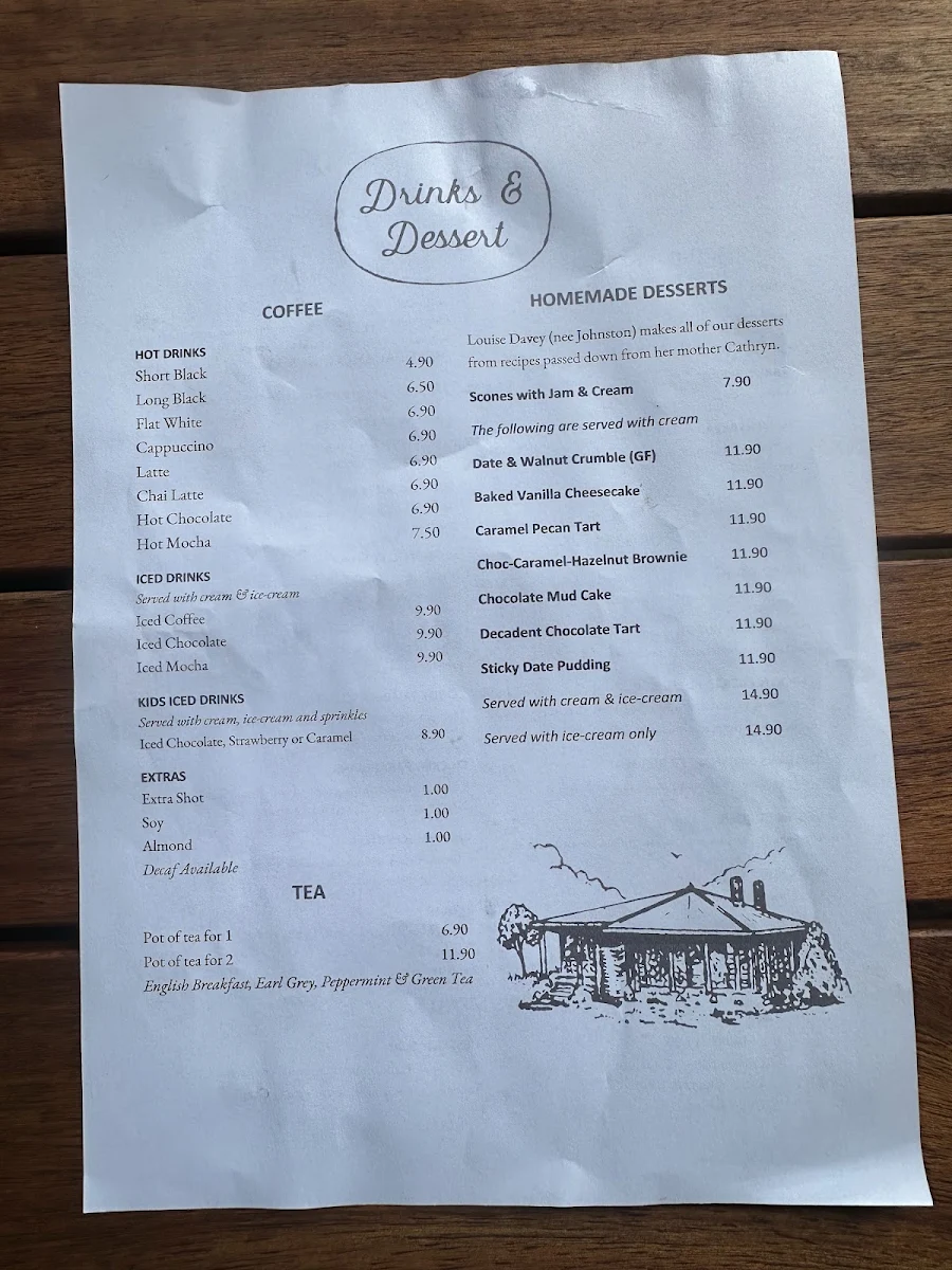 Menu, Condingup Tavern