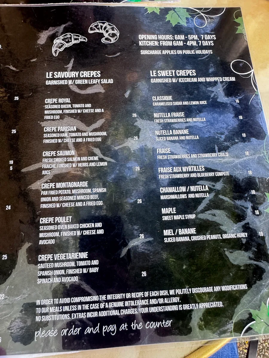 Menu, humble cafe