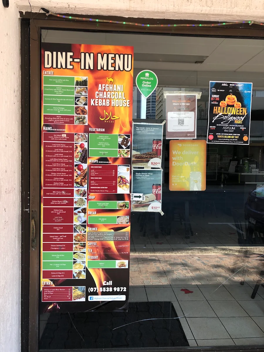 Menu, Afghani Charcoal Kebab House