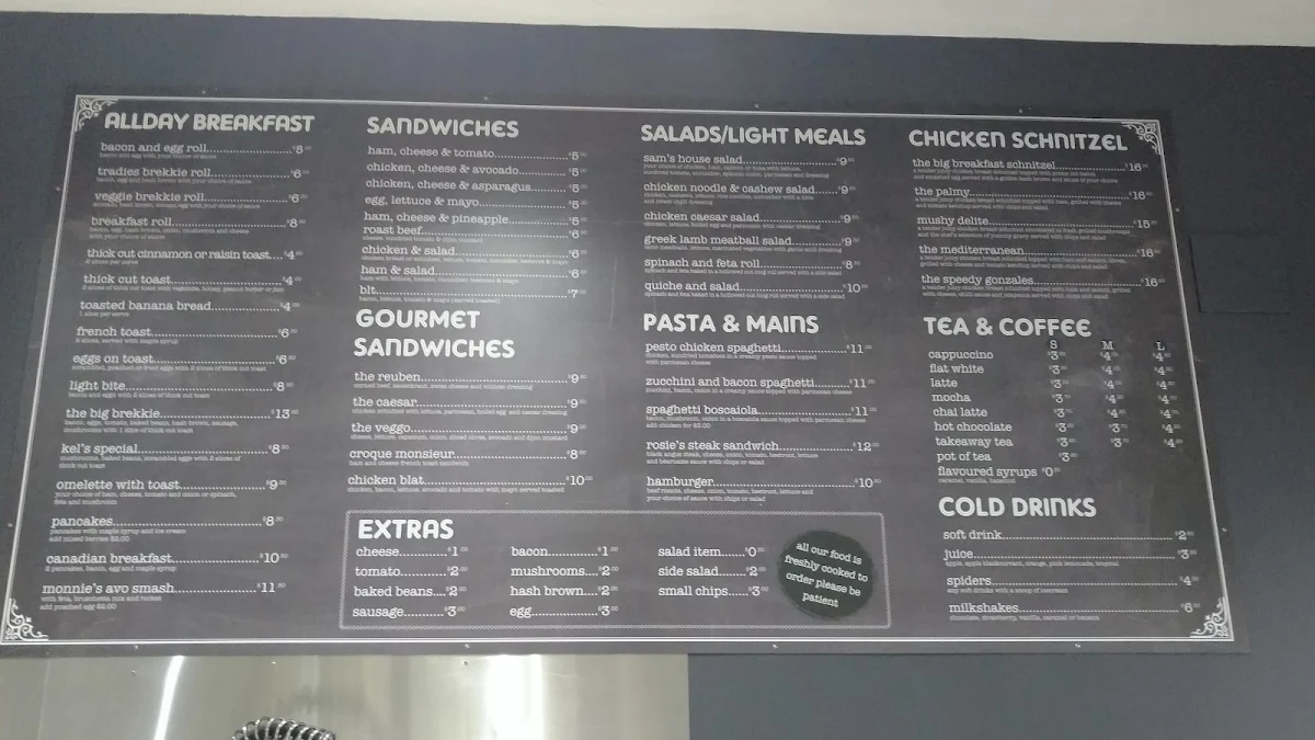 Menu, Sam's Gourmet Cafe