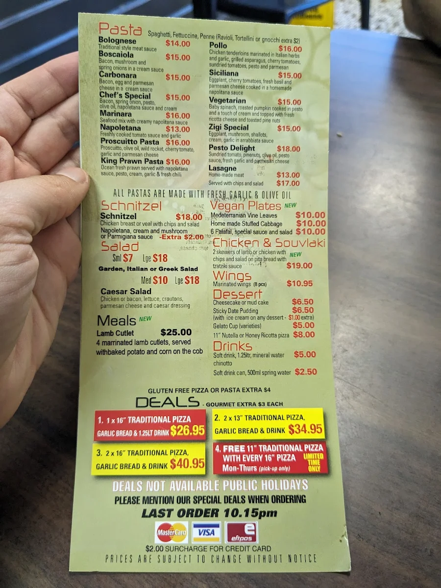 Menu, Roberta's Pizzeria