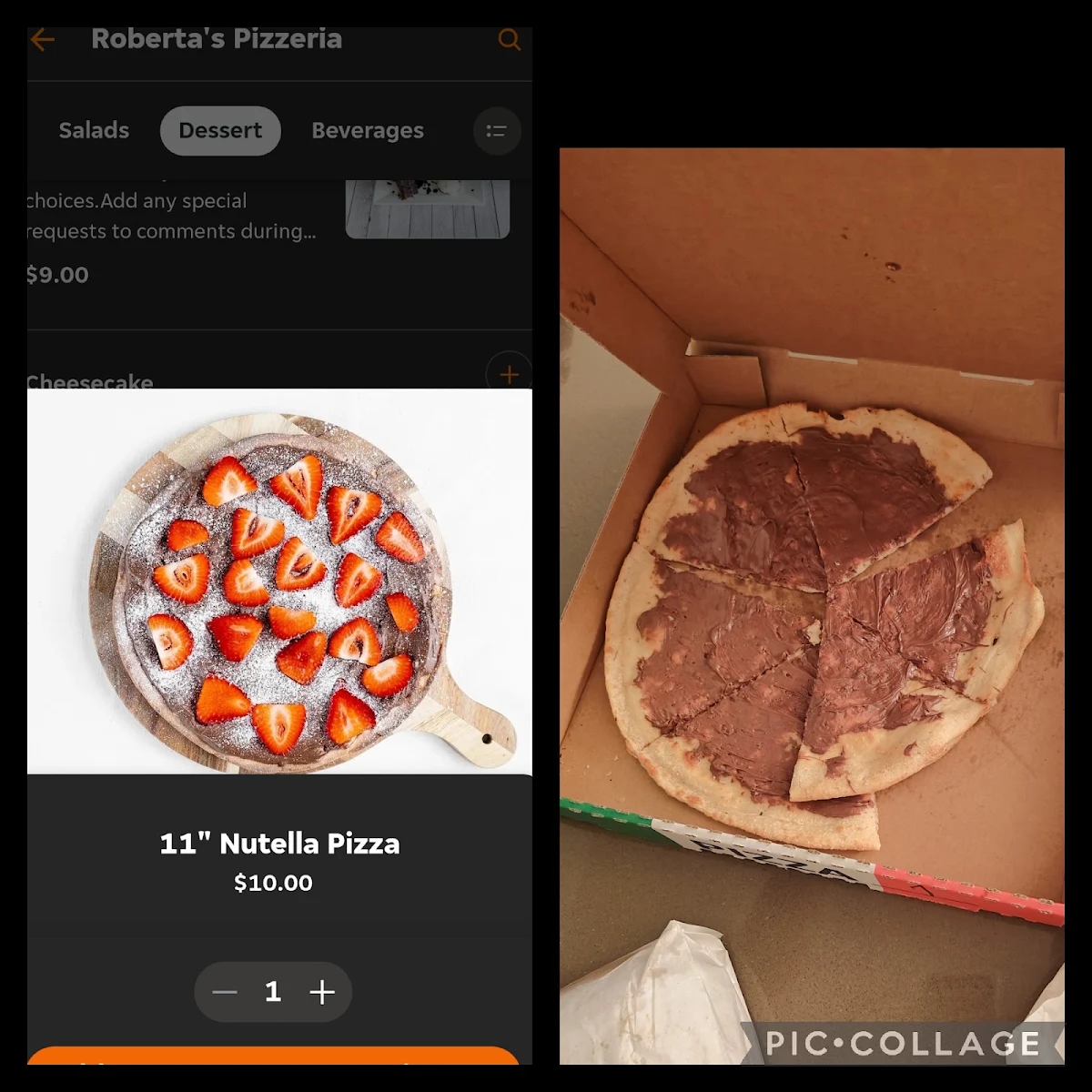 Menu, Roberta's Pizzeria