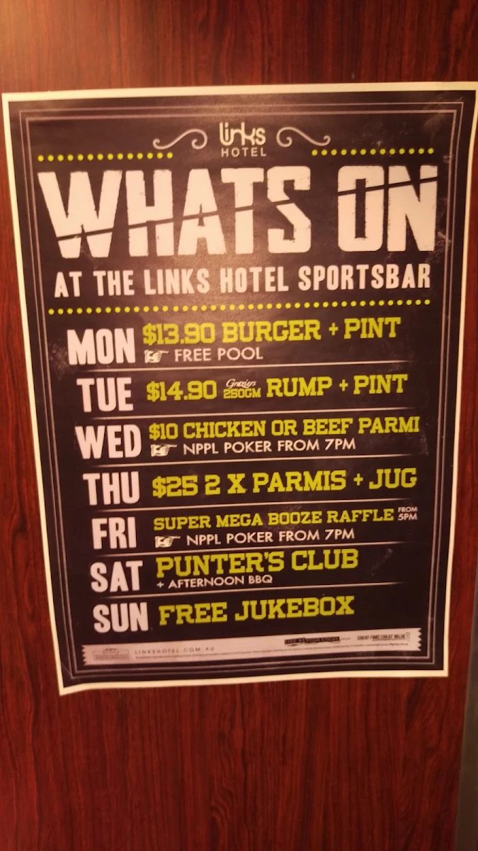 Menu, Links Hotel