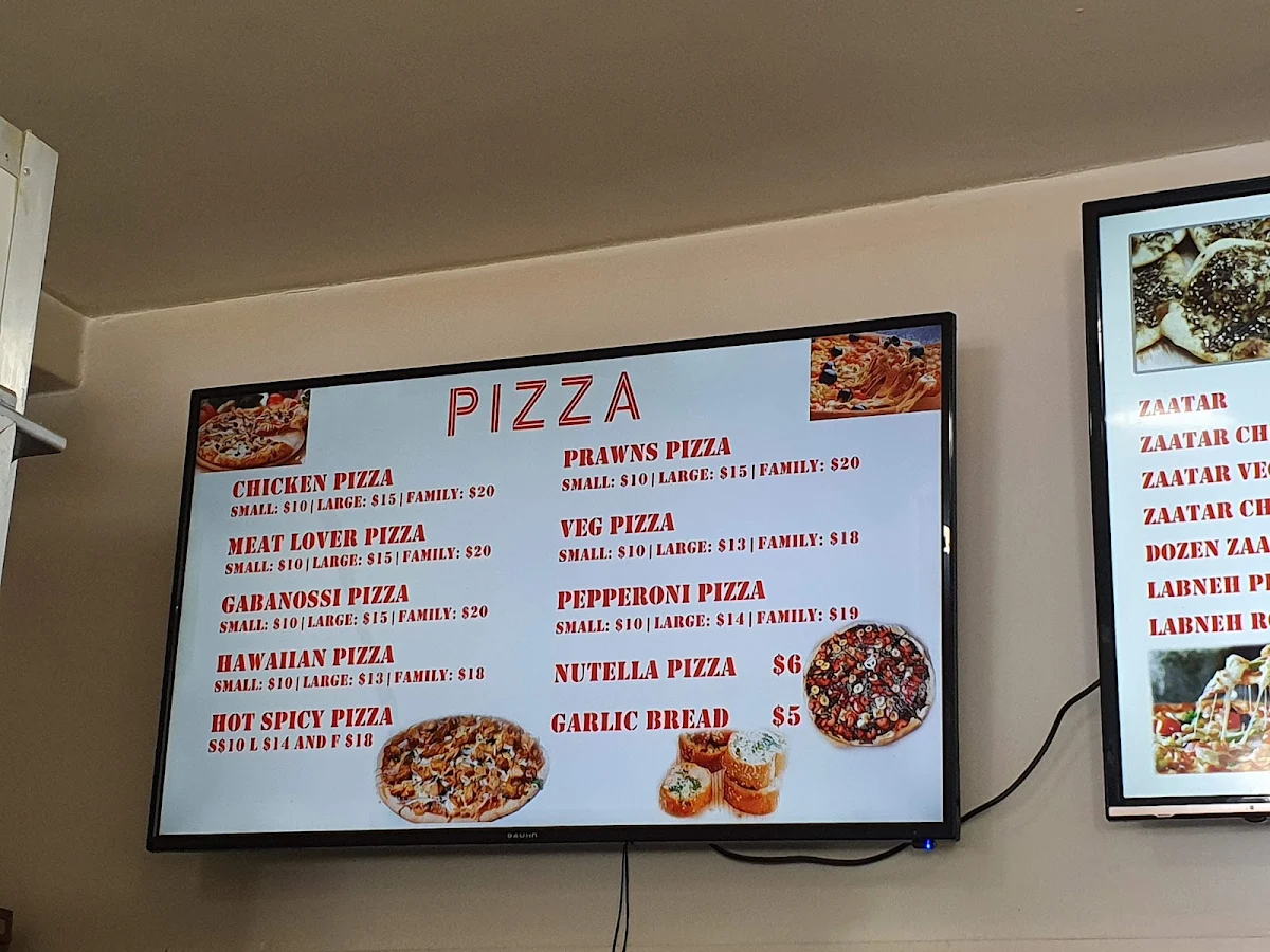 Menu, 5 Star Manoosh & Pizza