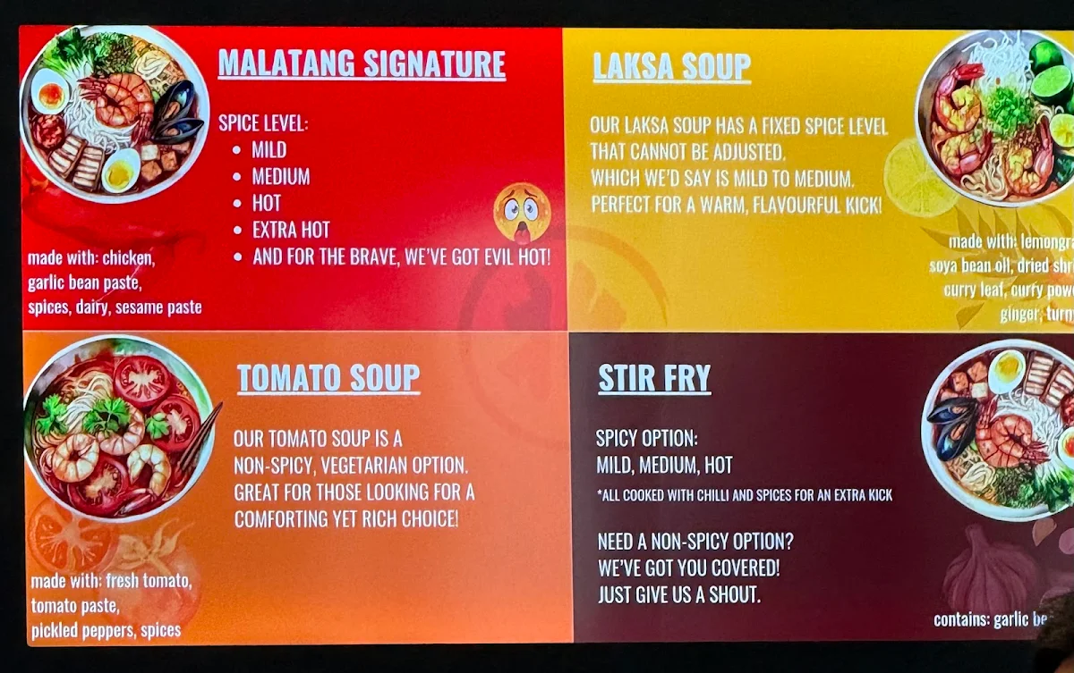 Menu, North Hot Pot