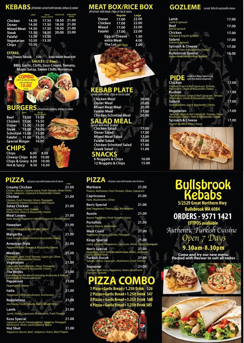 Menu, Bullsbrook Kebab