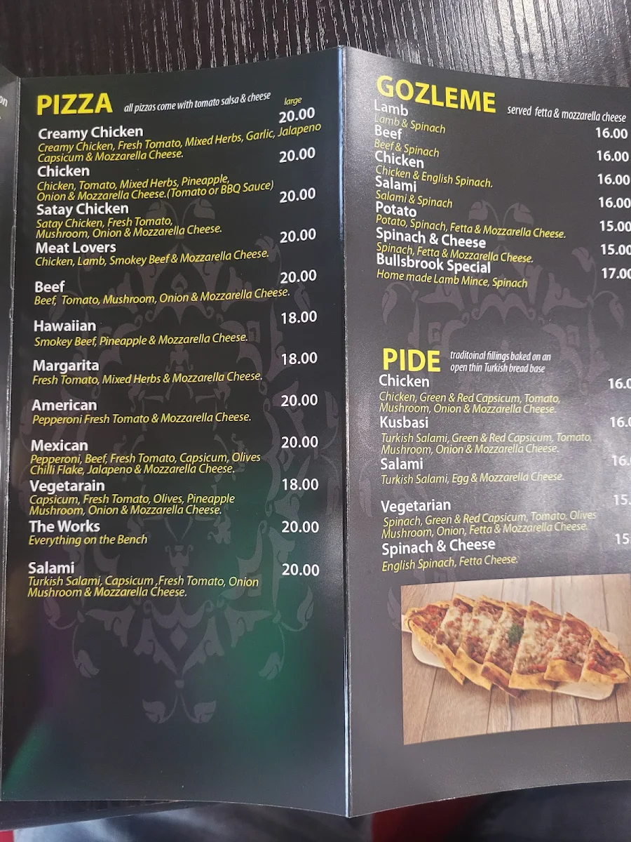 Menu, Bullsbrook Kebab