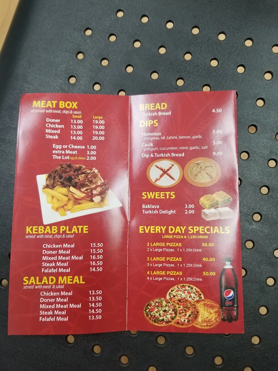 Menu, Bullsbrook Kebab