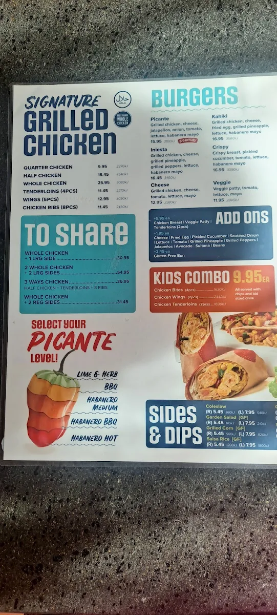 Menu, Capricho Grilled Chicken - Brunswick East