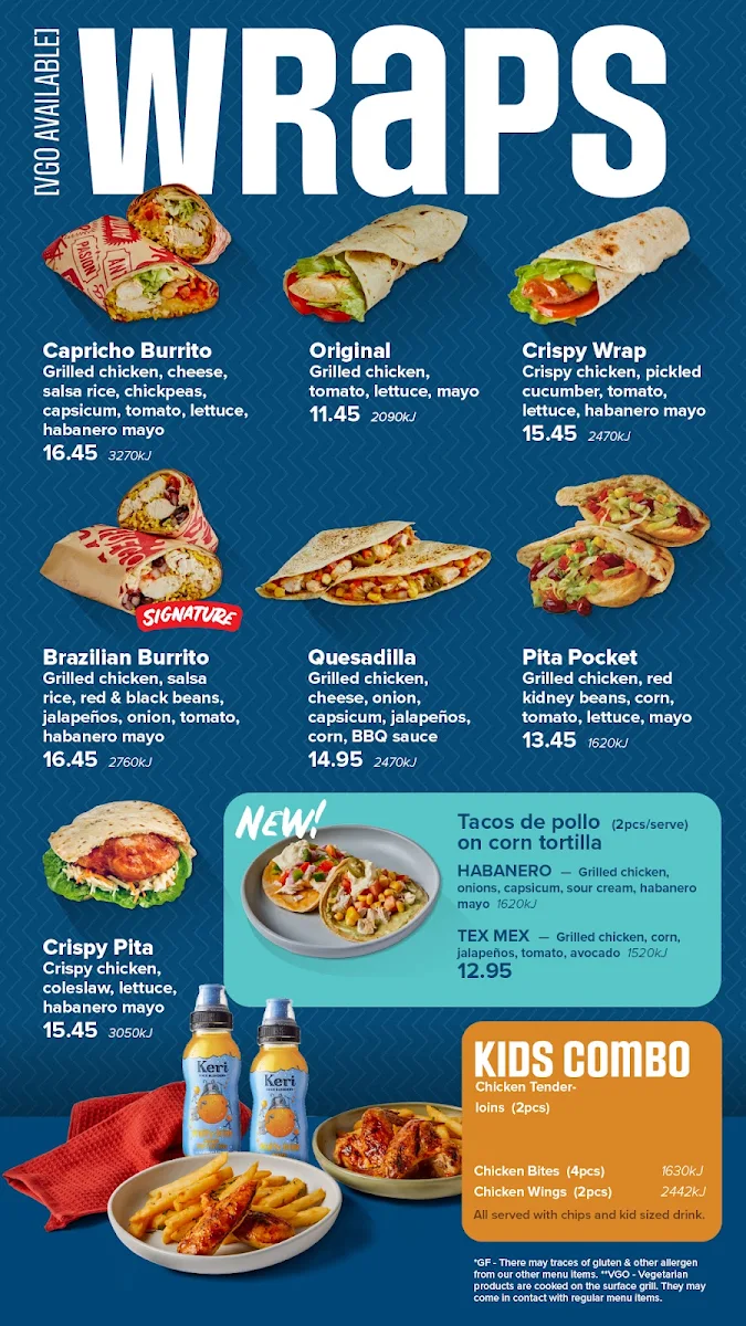 Menu, Capricho Grilled Chicken - Brunswick East