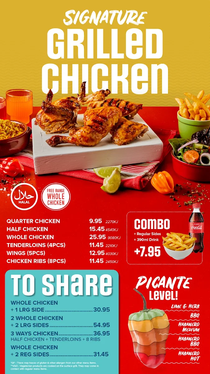 Menu, Capricho Grilled Chicken - Brunswick East