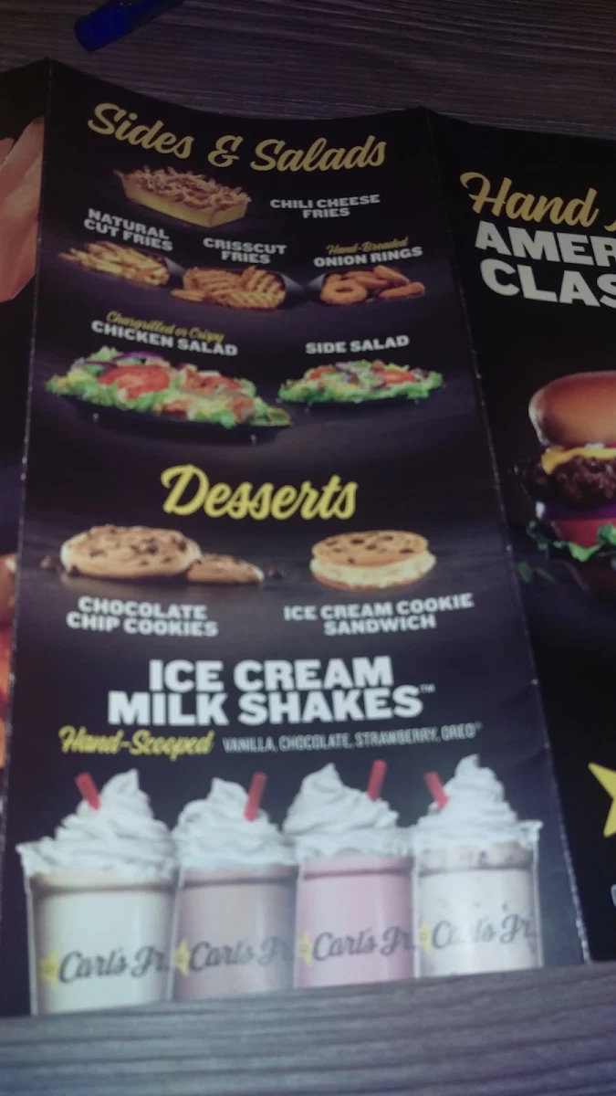 Menu, Carl's Jr. Mt. Barker