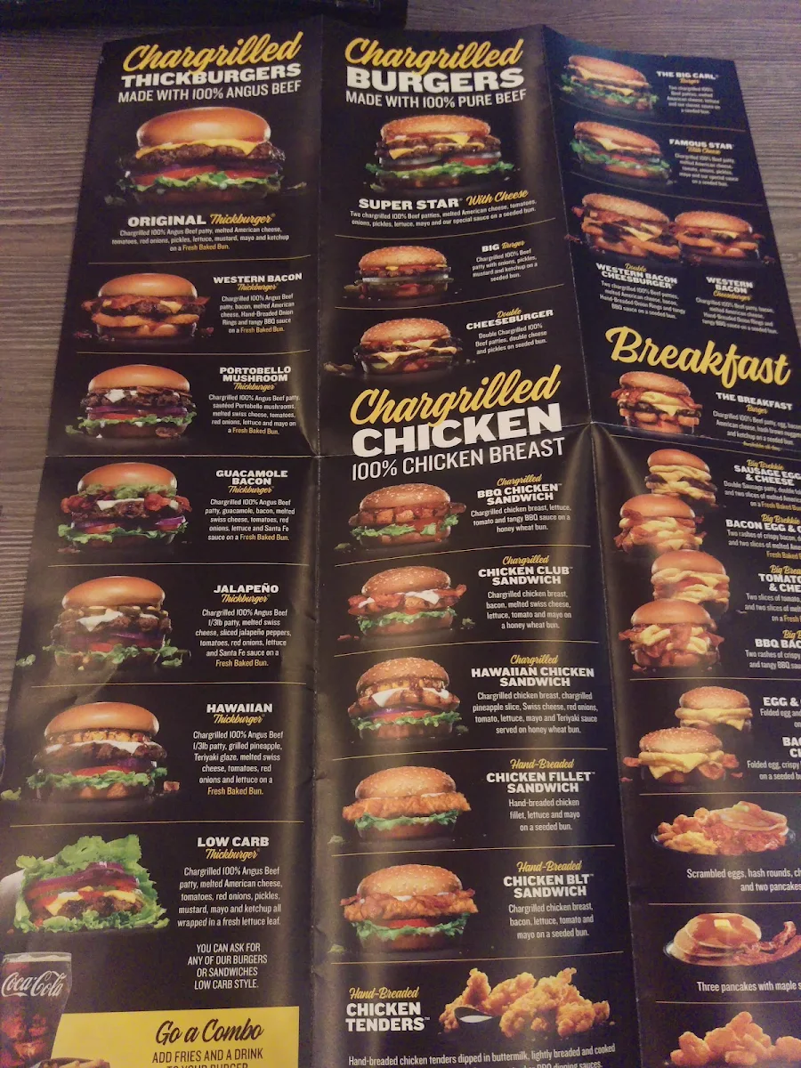 Menu, Carl's Jr. Mt. Barker