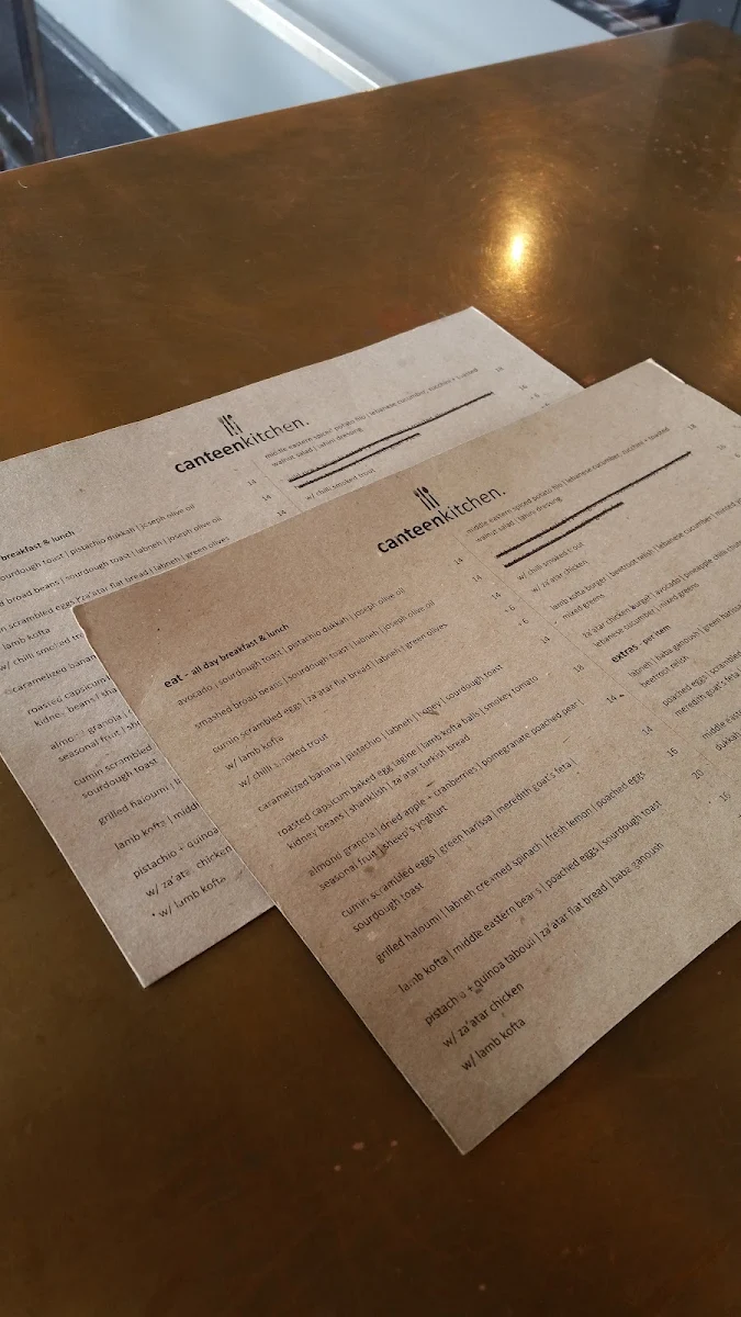 Menu, Canteen Coffee and Kitchen