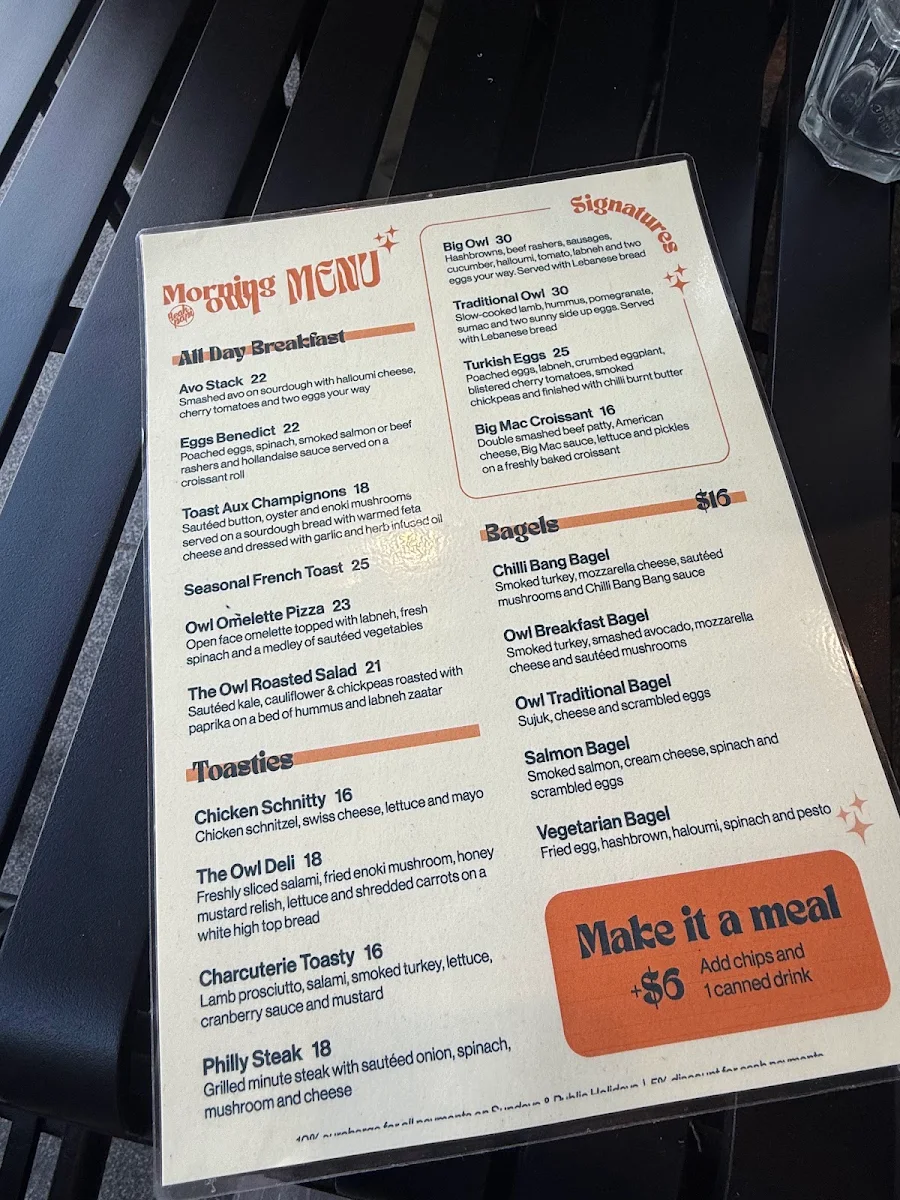 Menu, Morning Owl