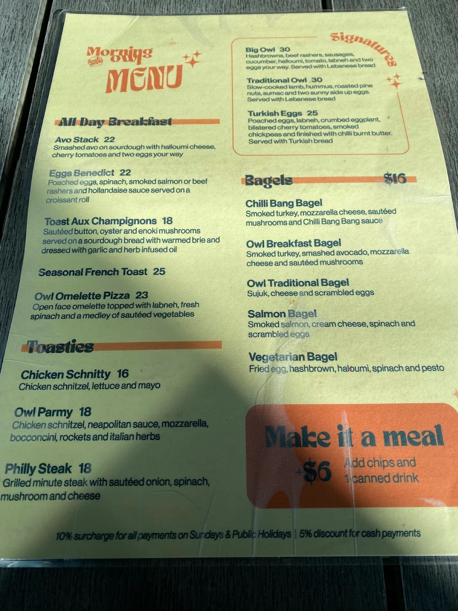 Menu, Morning Owl