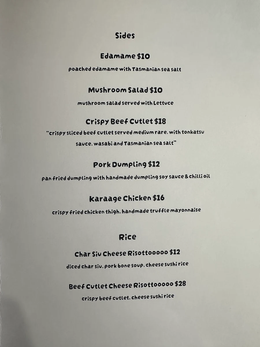 Menu, Kodo Ramen