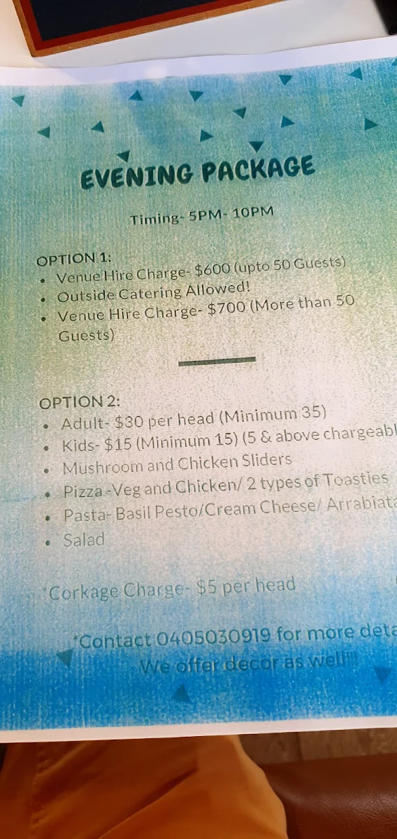 Menu, Little Growling Cafe