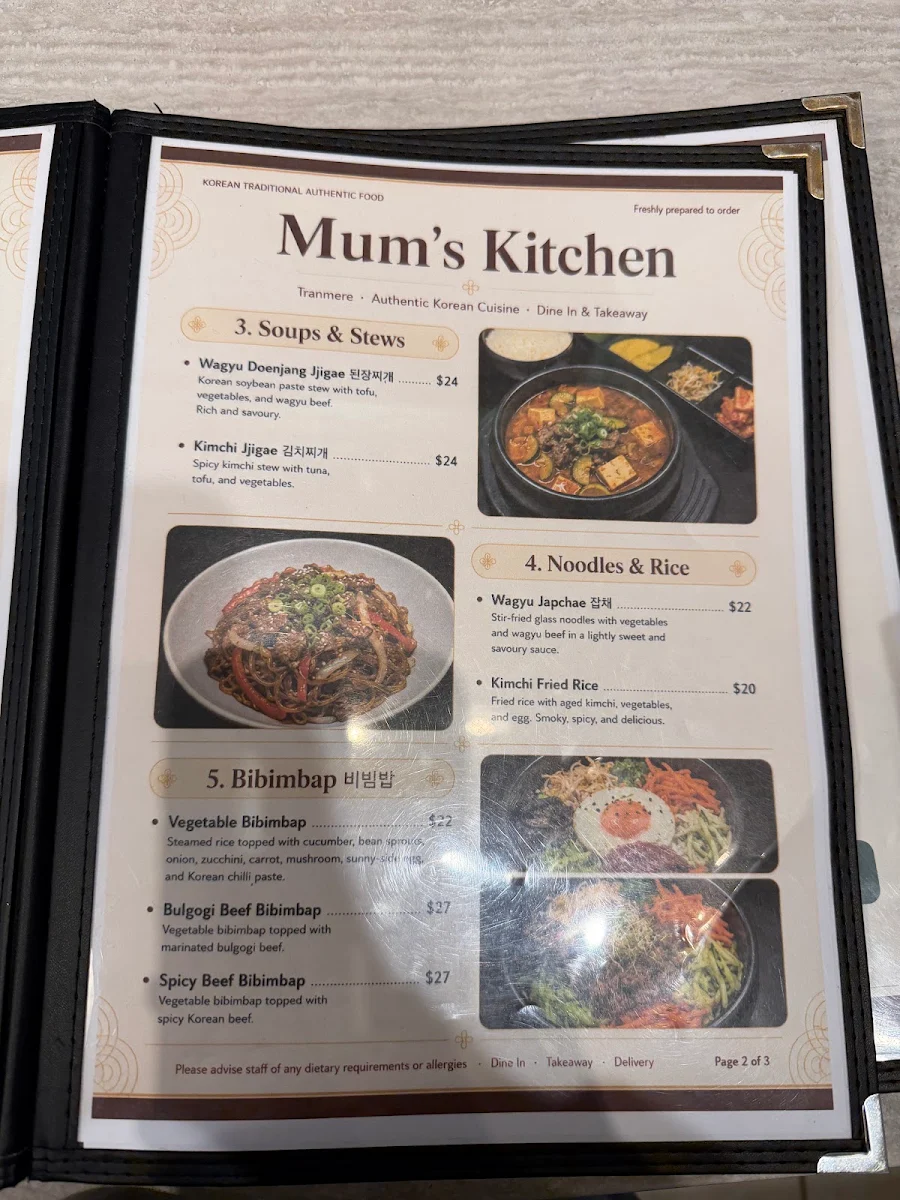 Menu, Mum`s Kitchen (엄마밥) - All About Korean Food