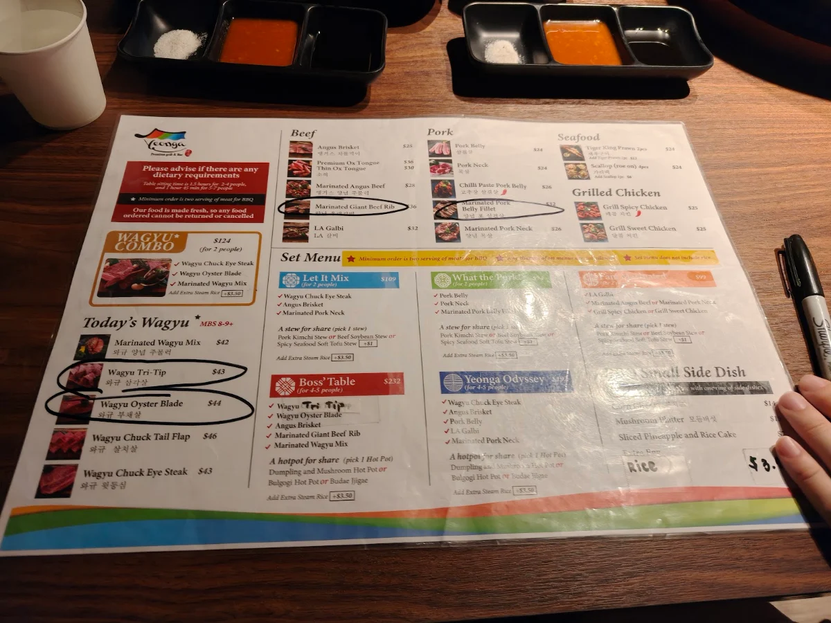 Menu, Yeonga