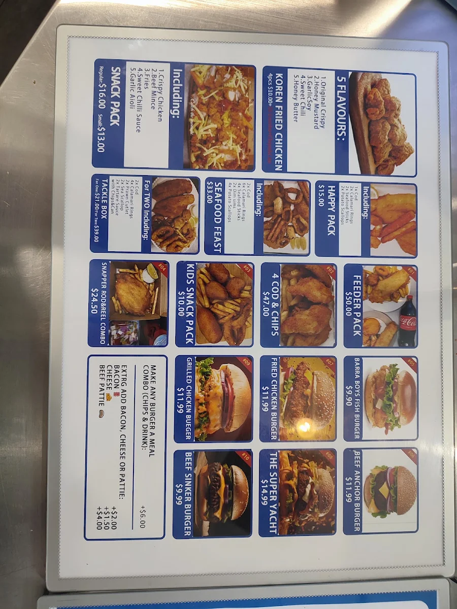 Menu, The Barra Boys Burger Joint Moorooka