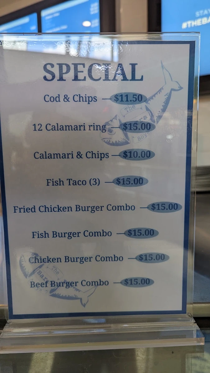 Menu, The Barra Boys Burger Joint Moorooka