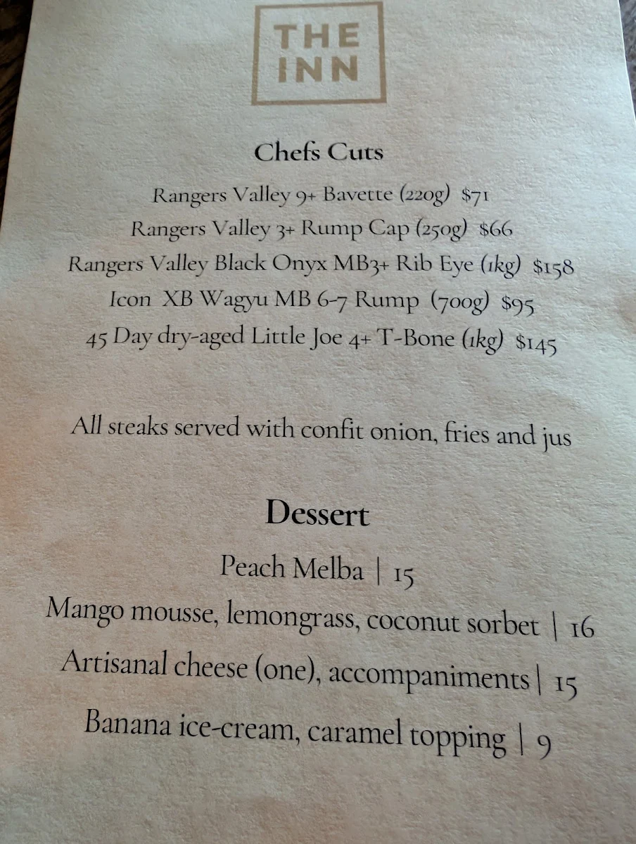 Menu, The Inn