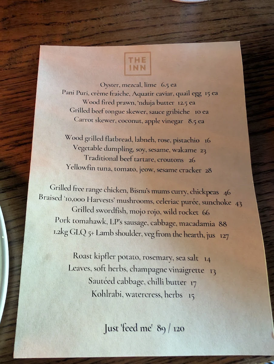 Menu, The Inn