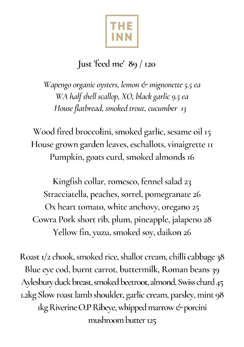 Menu, The Inn