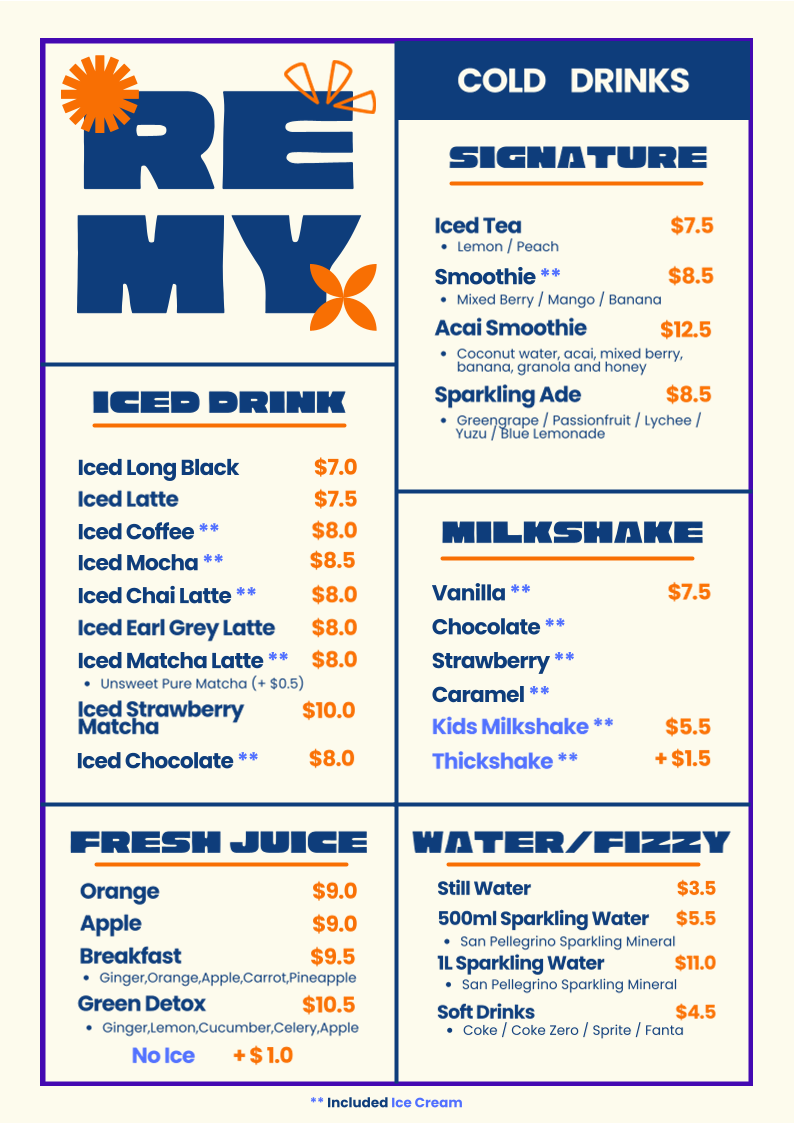 Menu, Remy Cafe & Bistro