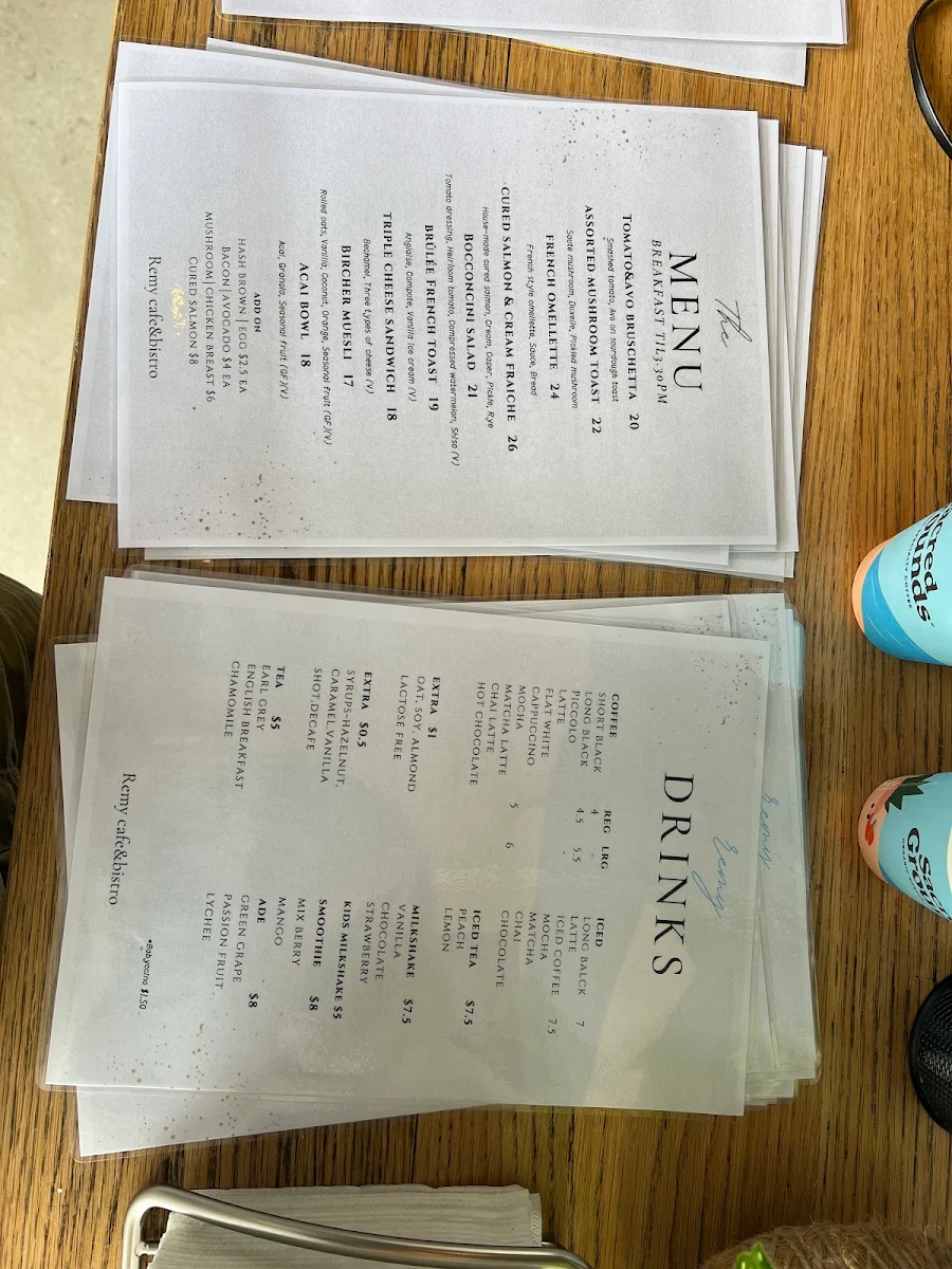 Menu, Remy Cafe & Bistro