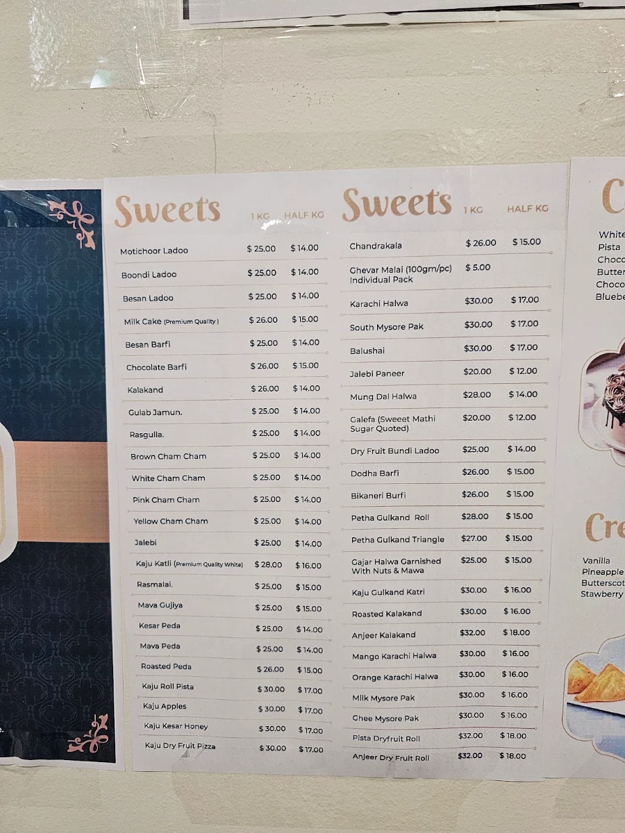 Menu, Amba Foods
