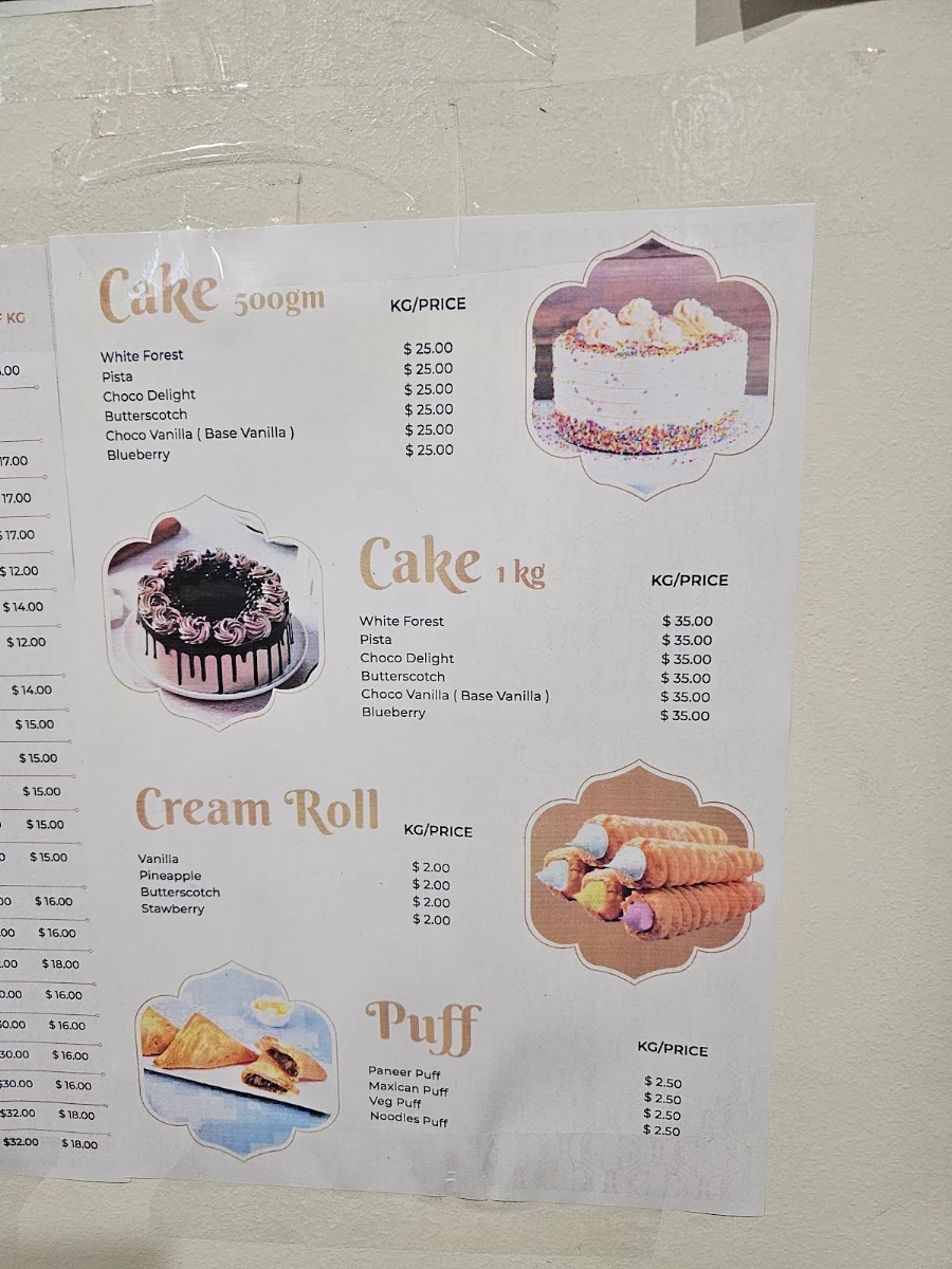 Menu, Amba Foods