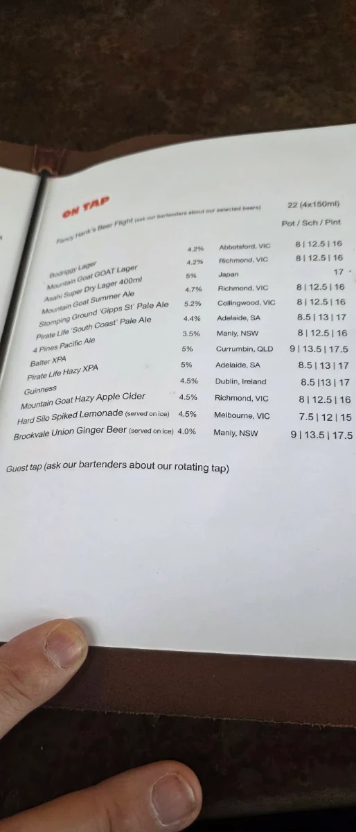 Menu, Fancy Hank's Barbecue Restaurant