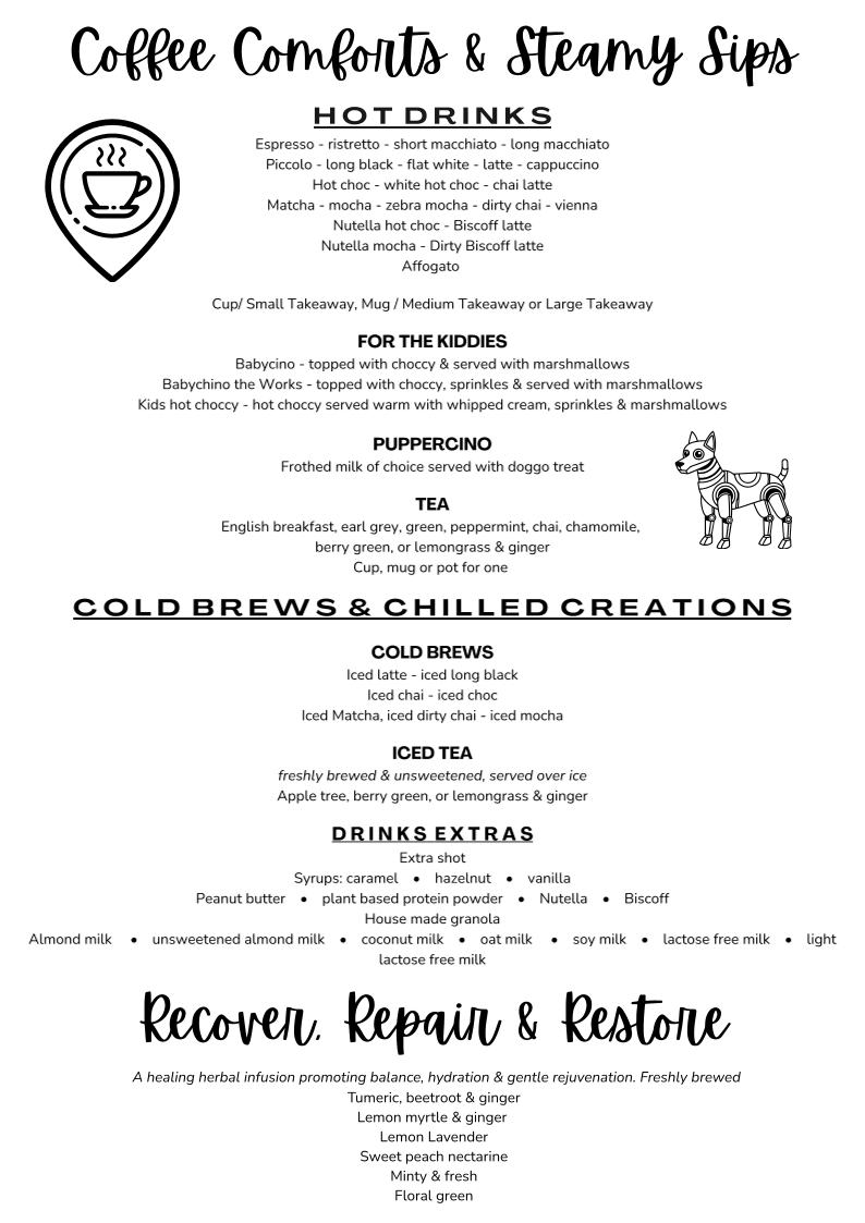 Menu, Zitto Cafe Hillcrest