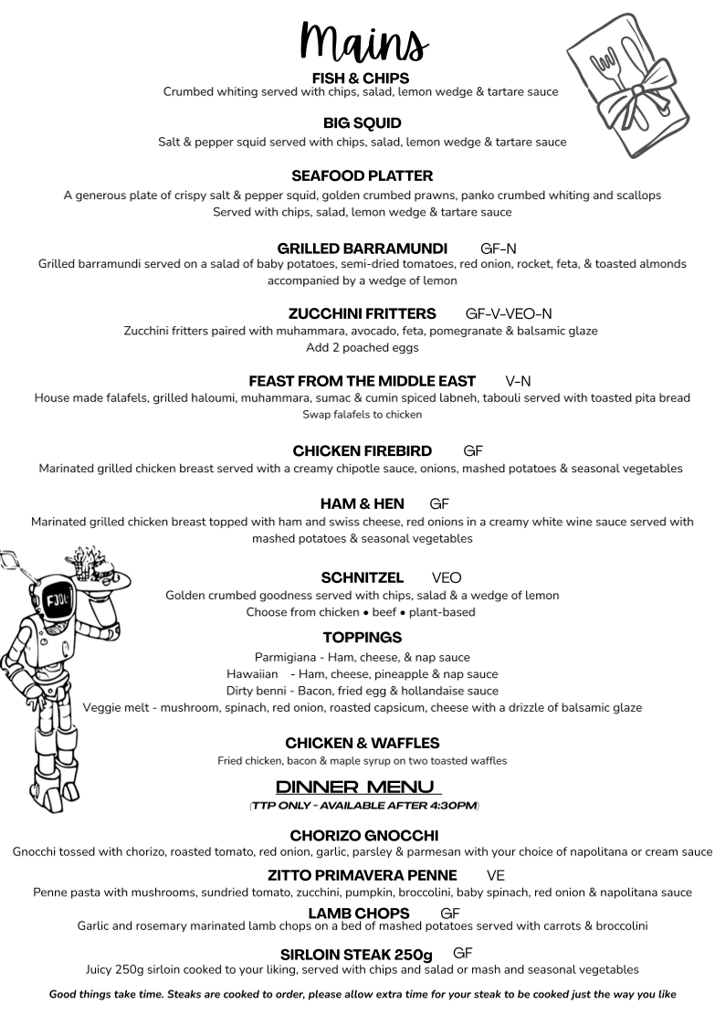 Menu, Zitto Cafe Hillcrest
