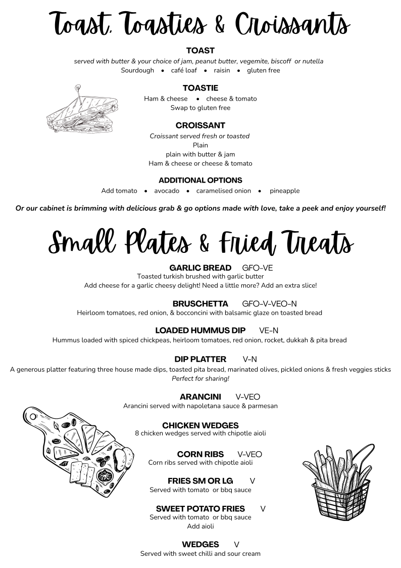 Menu, Zitto Cafe Hillcrest