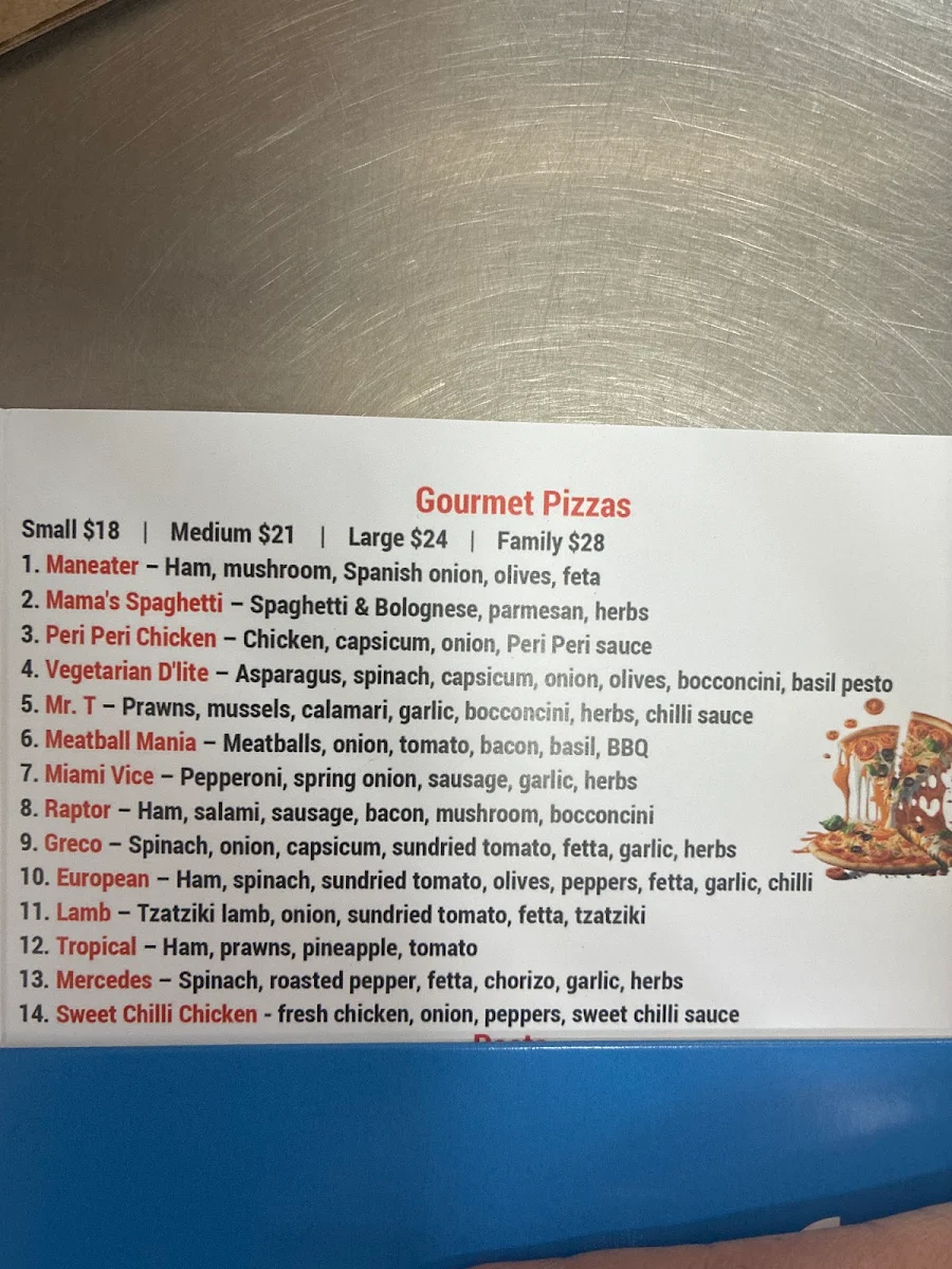 Menu, Three Double8 Zero Pizza Bar & Grill