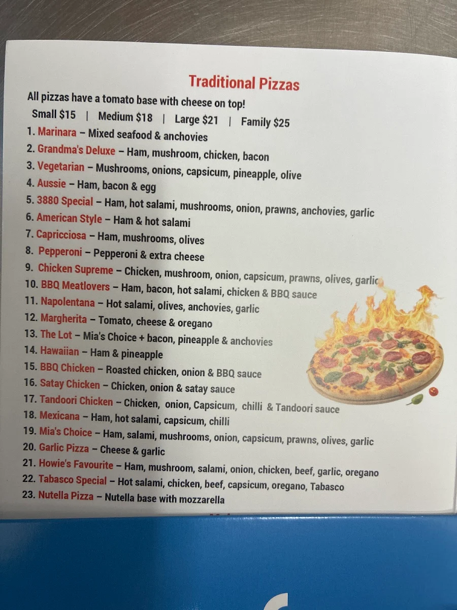 Menu, Three Double8 Zero Pizza Bar & Grill
