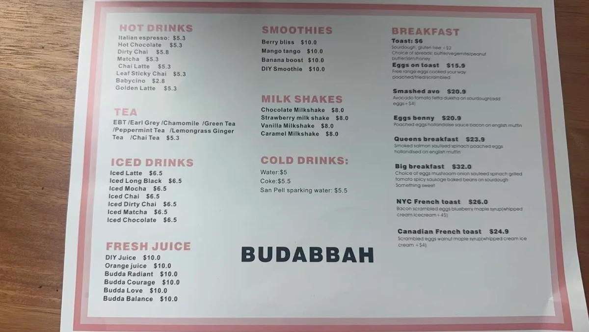 Menu, BUDDABAH