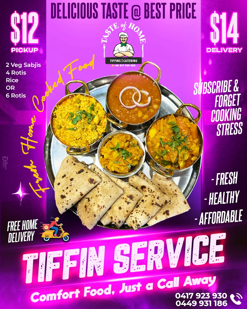 Menu, Taste Of Home - Tiffins / Catering