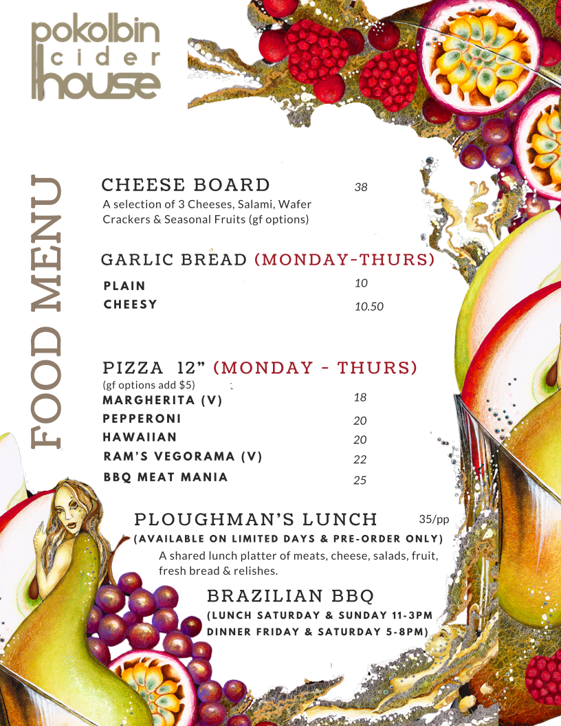 Menu, Pokolbin Cider House