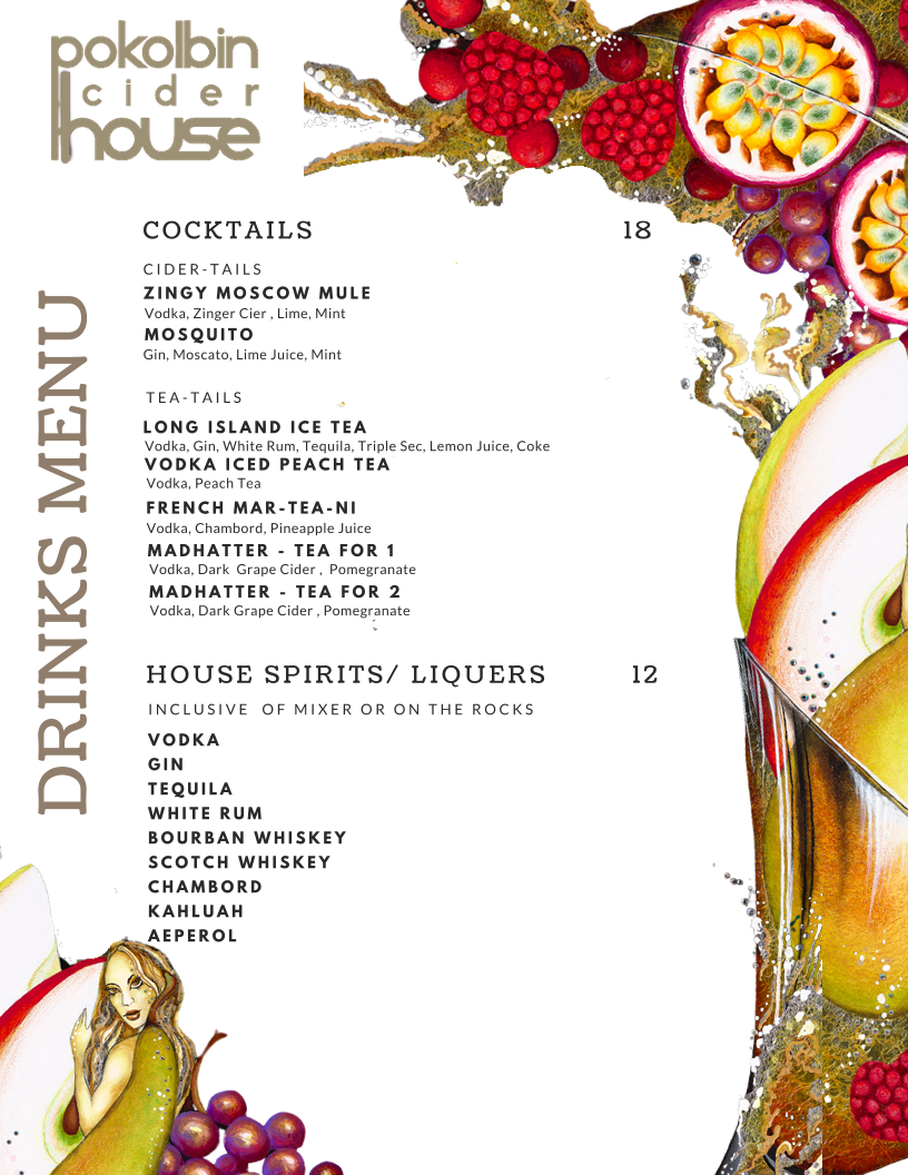 Menu, Pokolbin Cider House